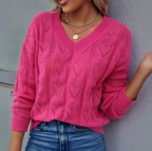 ⭐Coming Soon⭐ Pink Heart Drop Shoulder Sweater